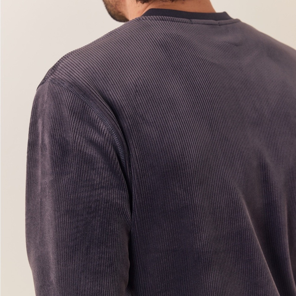 Marine Layer Men's Velour Corduroy Henley India Ink Blue 2XL New with Tags - Picture 3 of 4